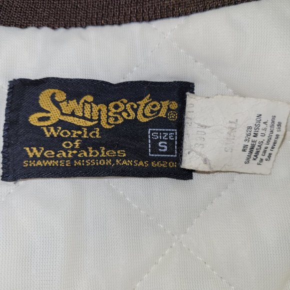 Lazy D Western Store Fargo ND Vintage Satin Jacket Swingster Brown Mens Small - Picture 3 of 3